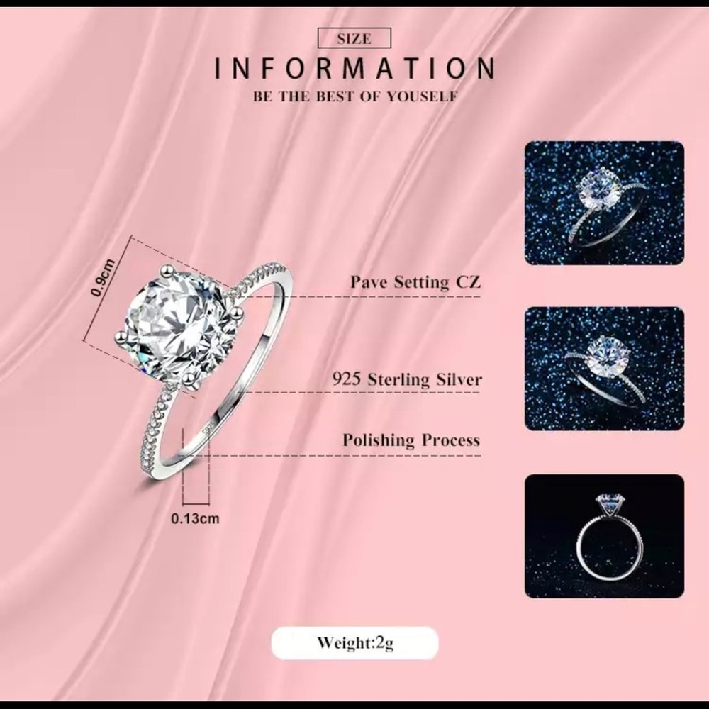 3Ct Natural Zircon Sterling Silver Ring! - Picture 7 of 17